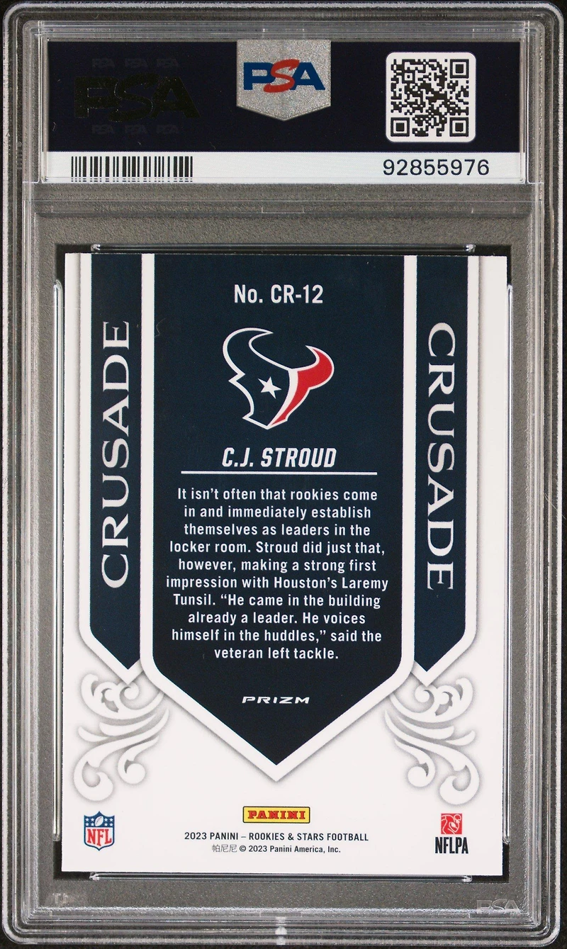 2023 Panini Rookies & Stars Crusade Cr12 Cj Stroud Silver PSA
