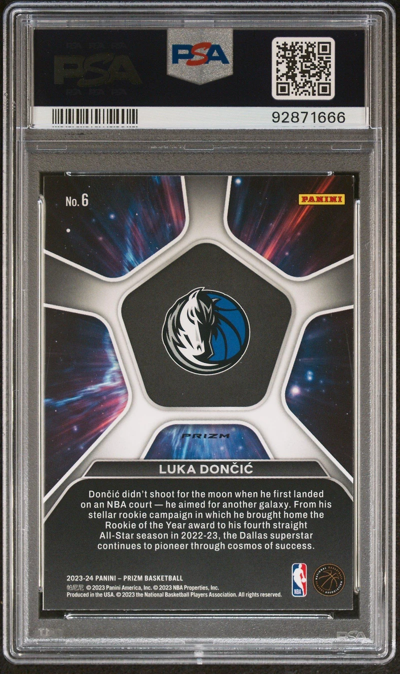 2023 Panini Prizm Deep Space 6 Luka Doncic Silver Prizm PSA 10