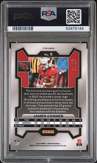 2023 Panini Prizm 5 James Conner Navy Camo PSA 10