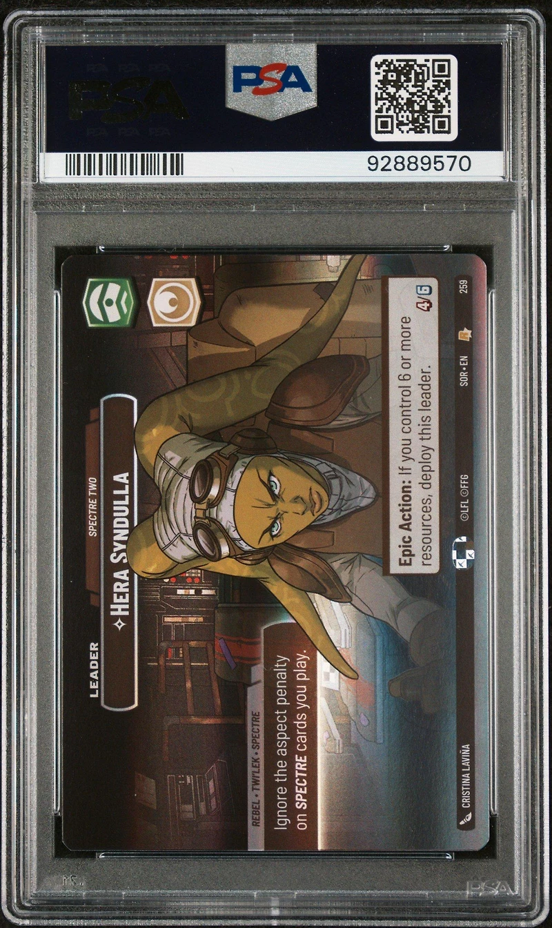 2024 Star Wars: Unlimited Spark Of Rebellion 259 Hera Syndulla, Spectre Two Showcase PSA 10