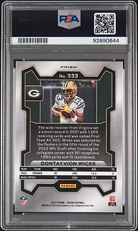 2023 Panini Prizm 333 Dontayvion Wicks Green Ice PSA 9