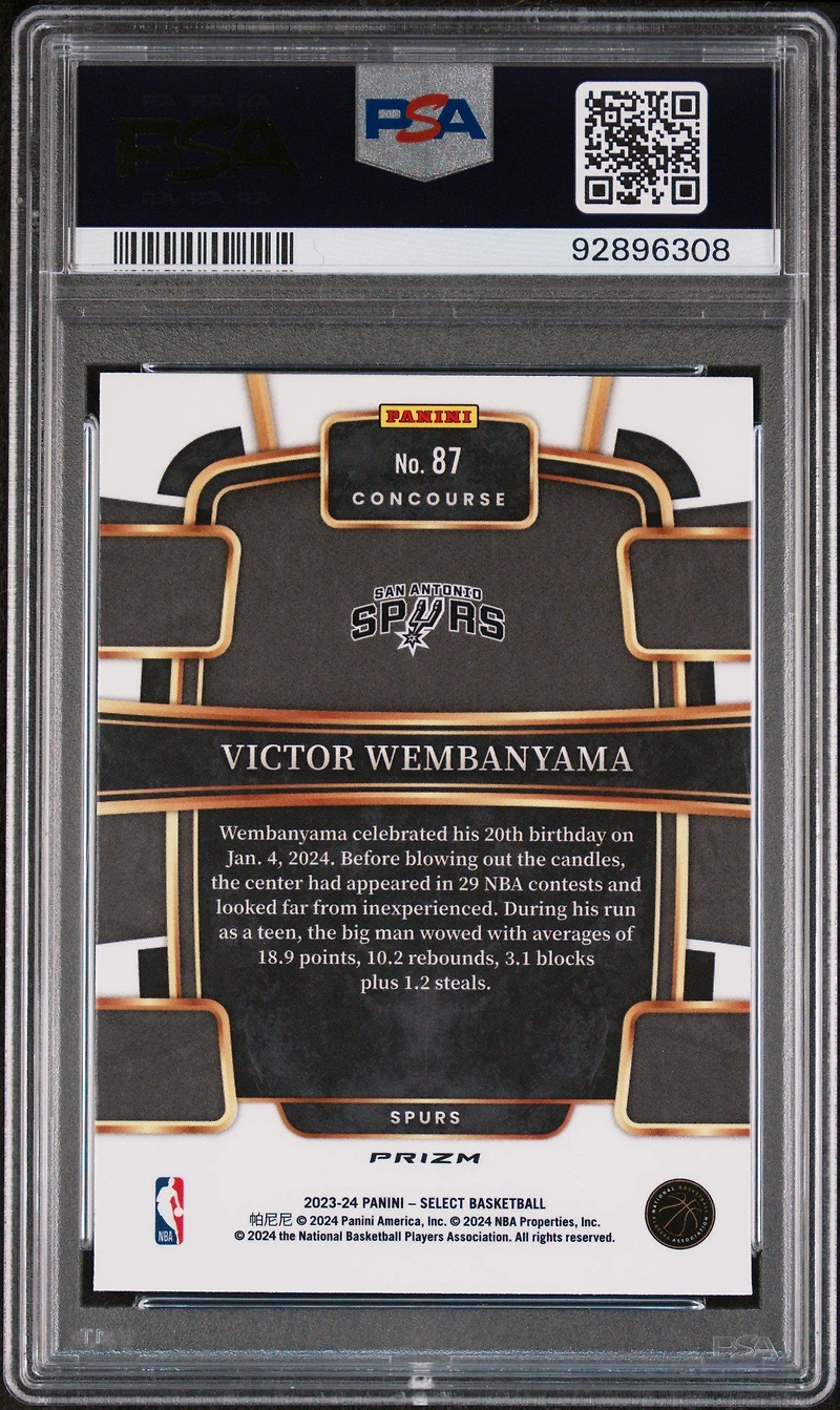 2023 Panini Select Victor Wembanyama Orange Flash PSA