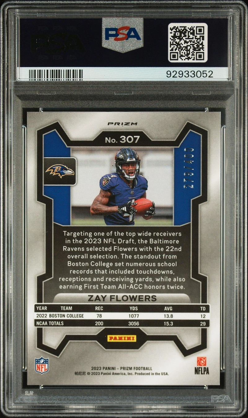 2023 Panini Prizm 307 Zay Flowers Pandora PSA 10
