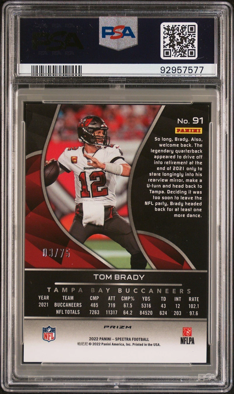 2022 Panini Spectra 91 Tom Brady Hyper PSA 9
