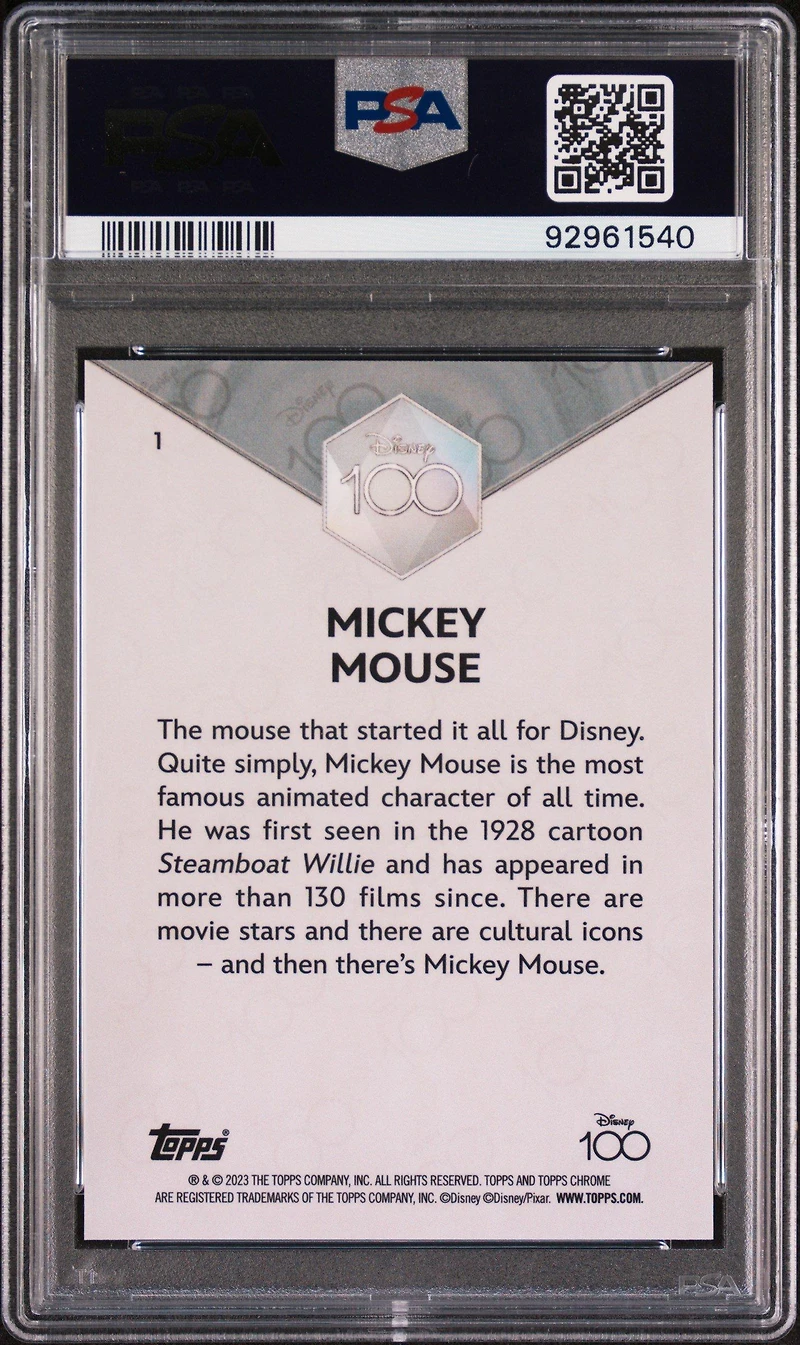 2023 Topps Chrome Disney100 1 Mickey Mouse PSA 9