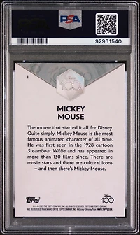 2023 Topps Chrome Disney100 1 Mickey Mouse PSA 9