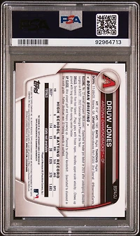 2023 Bowman Sapphire Edition Chrome Prospects Autographs Bspadj Druw Jones Green PSA 8