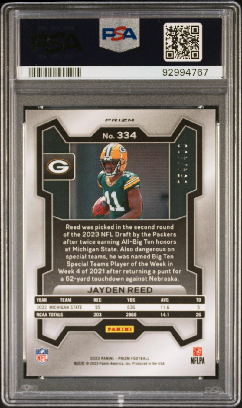 2023 Panini Prizm 334 Jayden Reed Pandora PSA 9