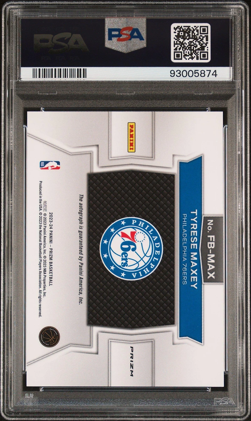 2023 Panini Prizm Fast Break Autographs Fbmax Tyrese Maxey PSA 10