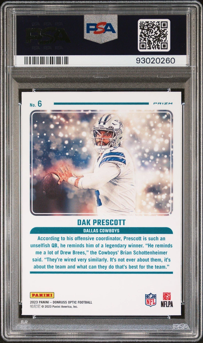 2023 Panini Donruss Optic Mythical 6 Dak Prescott PSA 9