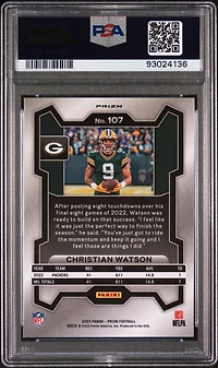 2023 Panini Prizm 107 Christian Watson Black & Red Checker PSA 10