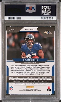 2020 Panini Prizm 379 J.k. Dobbins Autograph PSA 9