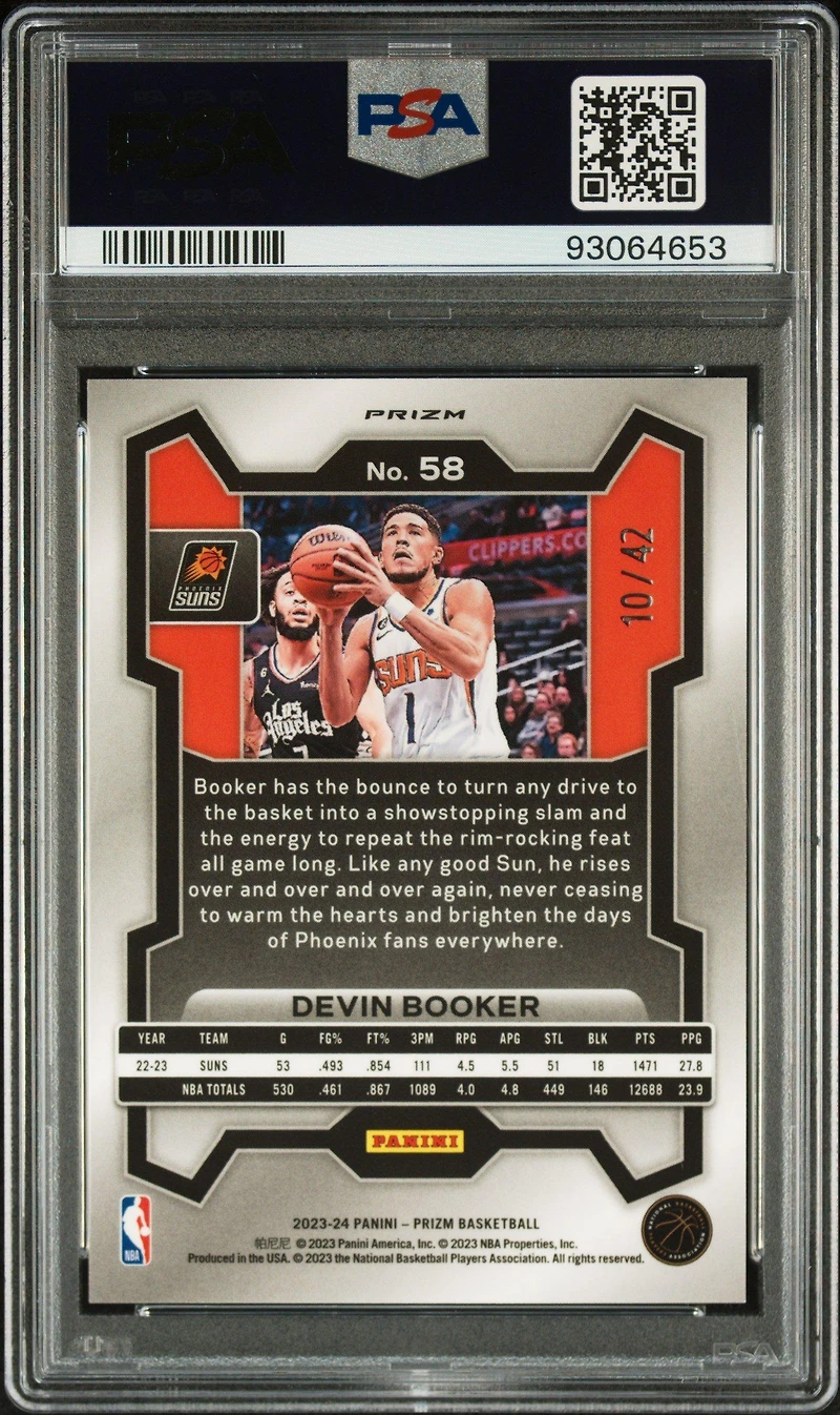 2023 Panini Prizm 58 Devin Booker Pink Pulsar PSA 10