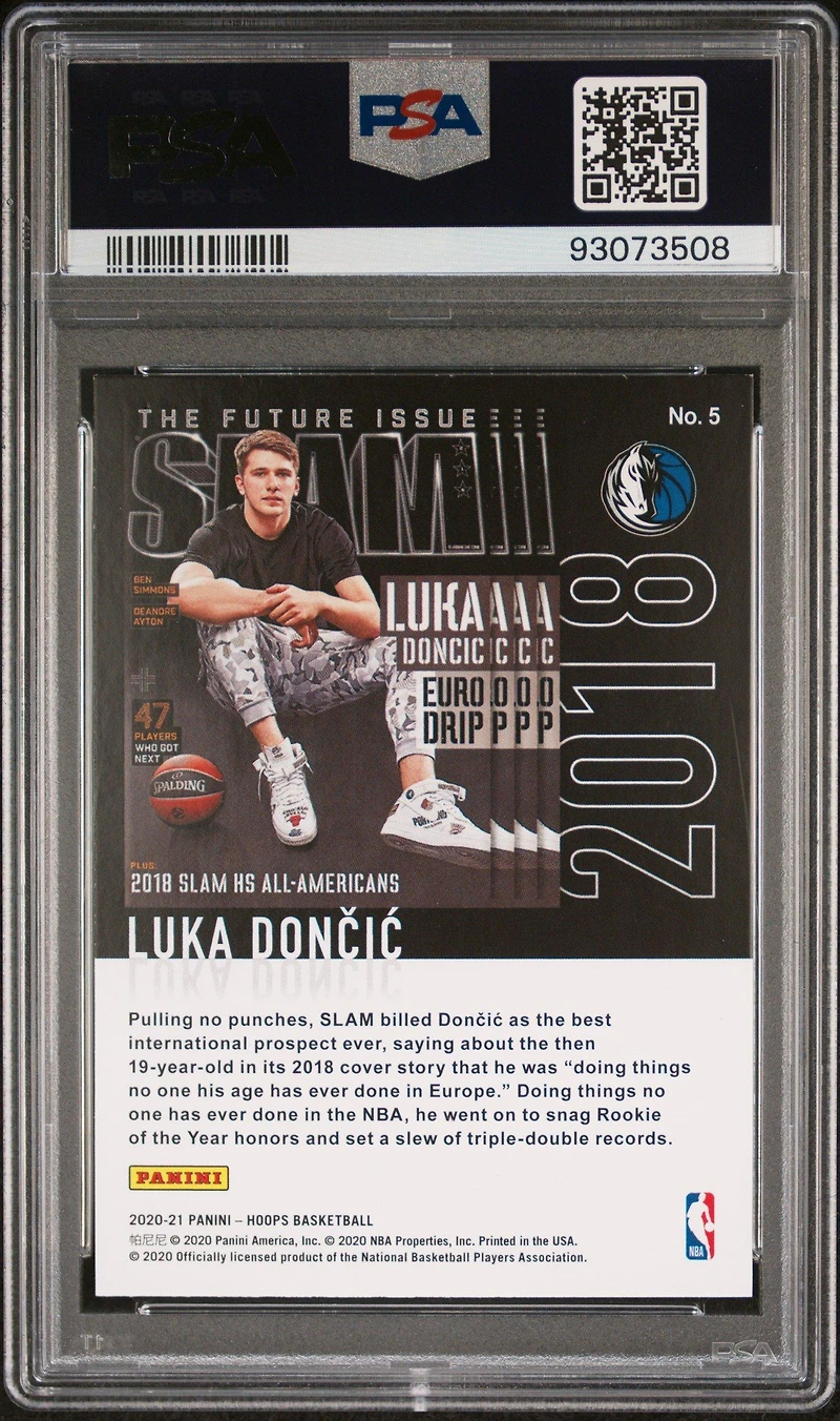 2020 Panini Hoops Slam 5 Luka Doncic Purple Explosion PSA 9
