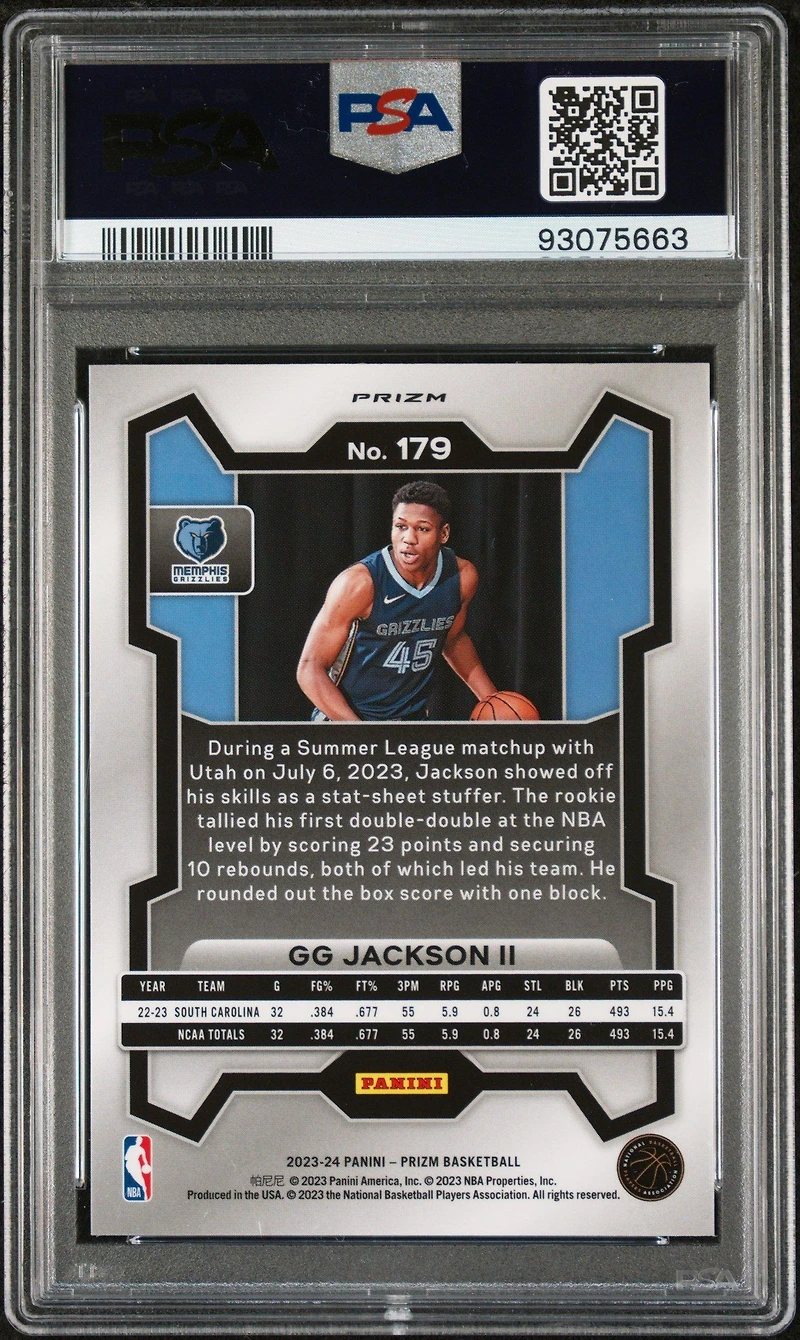 2023 Panini Prizm 179 Gg Jackson Ii Ice PSA 10