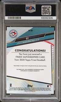 2020 Finest Autographs Fabb Bo Bichette Green Wave Refractor PSA 10