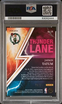 2023 Panini Select Thunder Lane 14 Jayson Tatum Purple Cracked Ice PSA 10