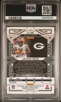 2023 Panini Obsidian 135 Jayden Reed Signature PSA 10