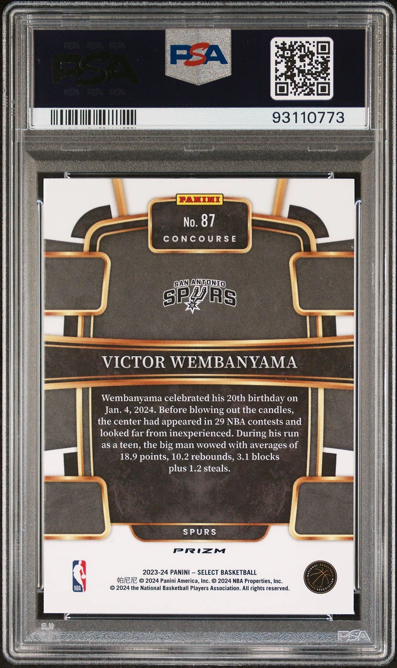 2023 Panini Select 87 Victor Wembanyama Blue Prizm PSA