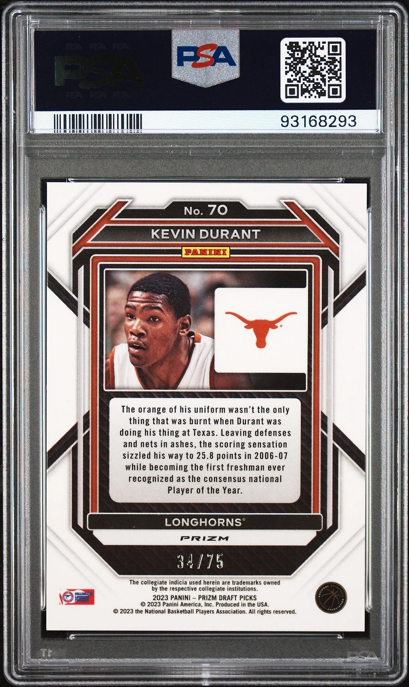 2023 Panini Prizm Draft Picks 70 Kevin Durant Purple Prizm PSA 10