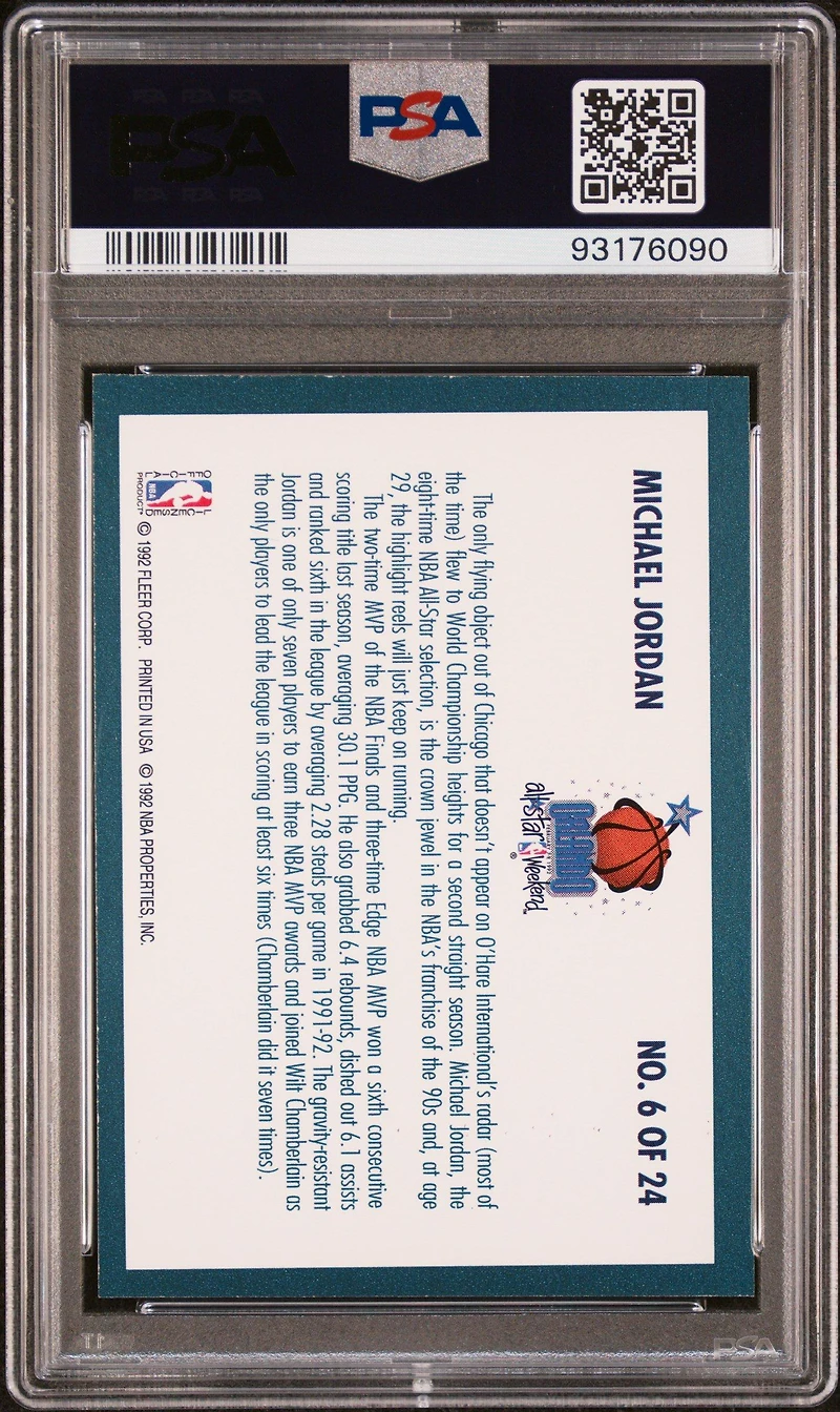 1992 Fleer All-stars 6 Michael Jordan PSA 8