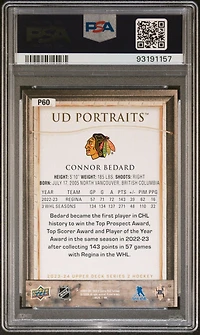 2023 Upper Deck Ud Portraits P60 Connor Bedard PSA 10