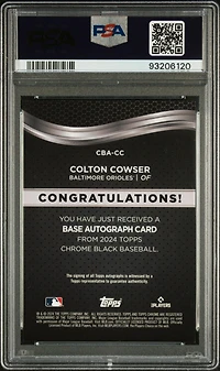 2024 Topps Chrome Black Autographs Cc Colton Cowser PSA 10