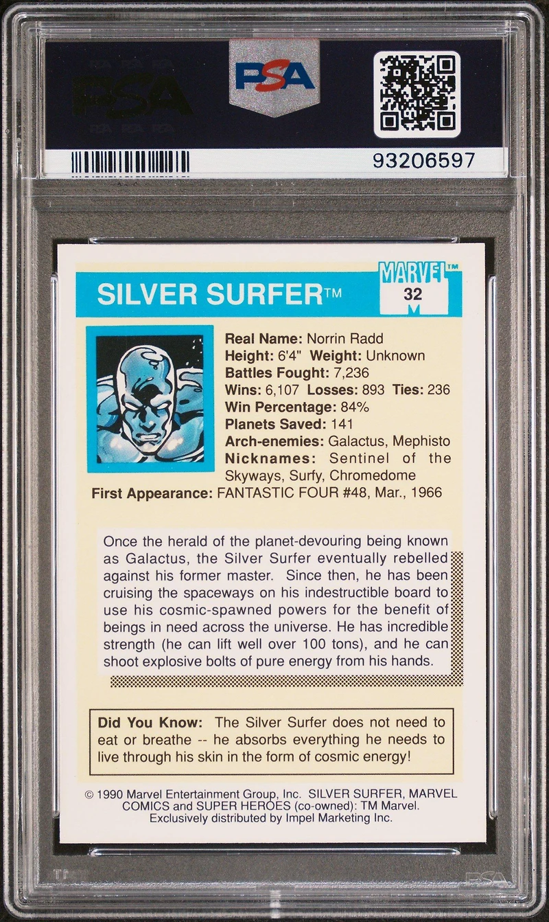 1990 Marvel Universe 32 Silver Surfer PSA 10