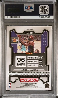 2023 Panini Prizm Monopoly 40 Lebron James Gold Millionaire Shimmer PSA