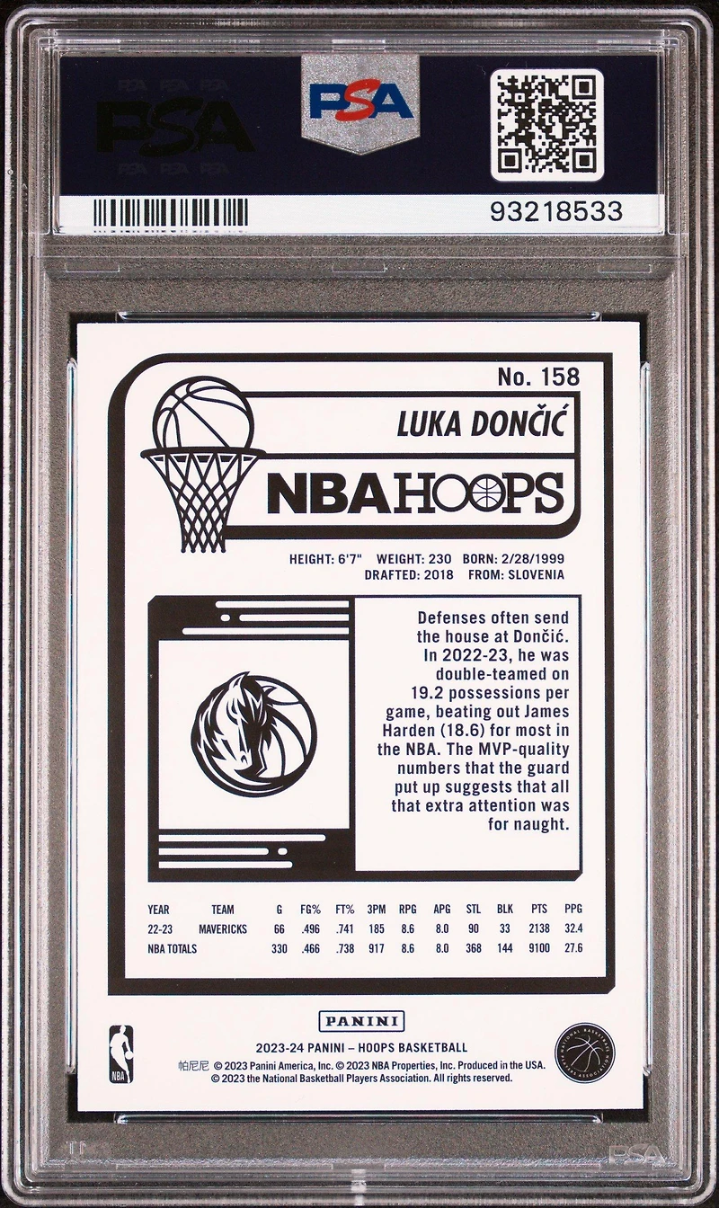 2023 Panini Nba Hoops 158 Luka Doncic PSA 10