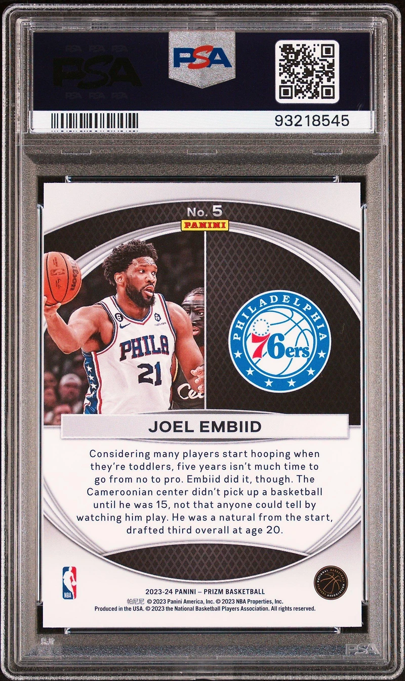 2023 Panini Prizm Global Reach 5 Joel Embiid PSA 10