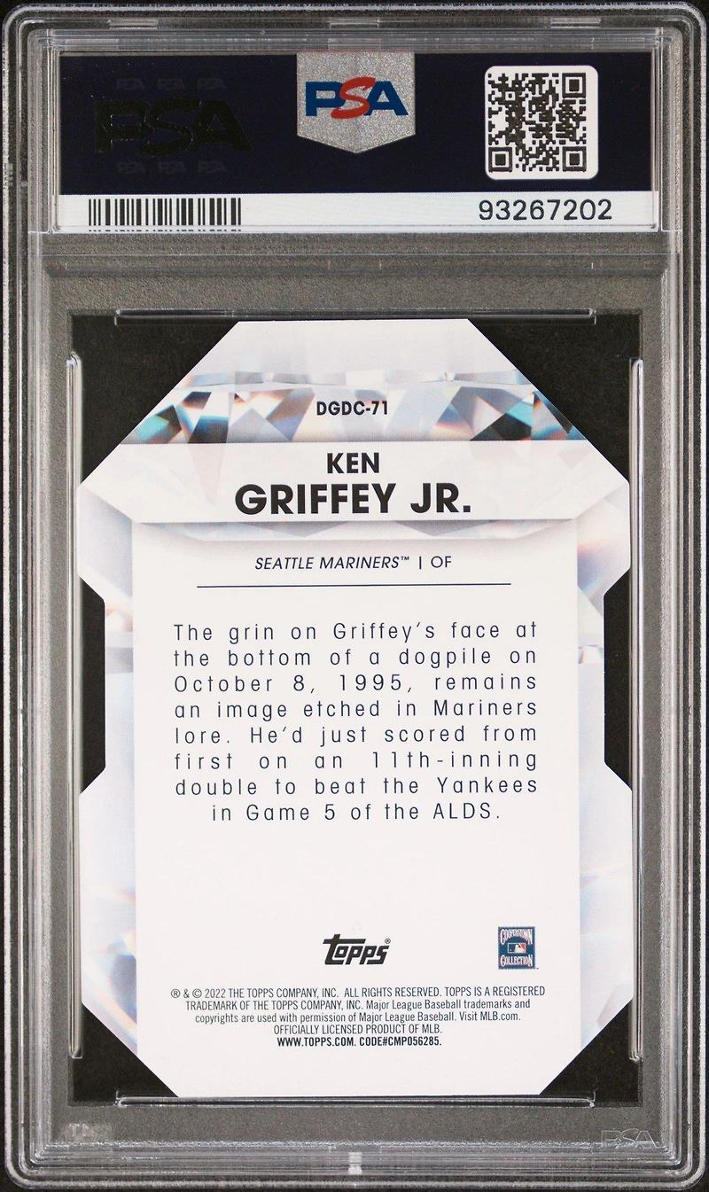 2022 Topps Diamond Greats Die-cuts Dgdc71 Ken Griffey Jr. Update PSA 10
