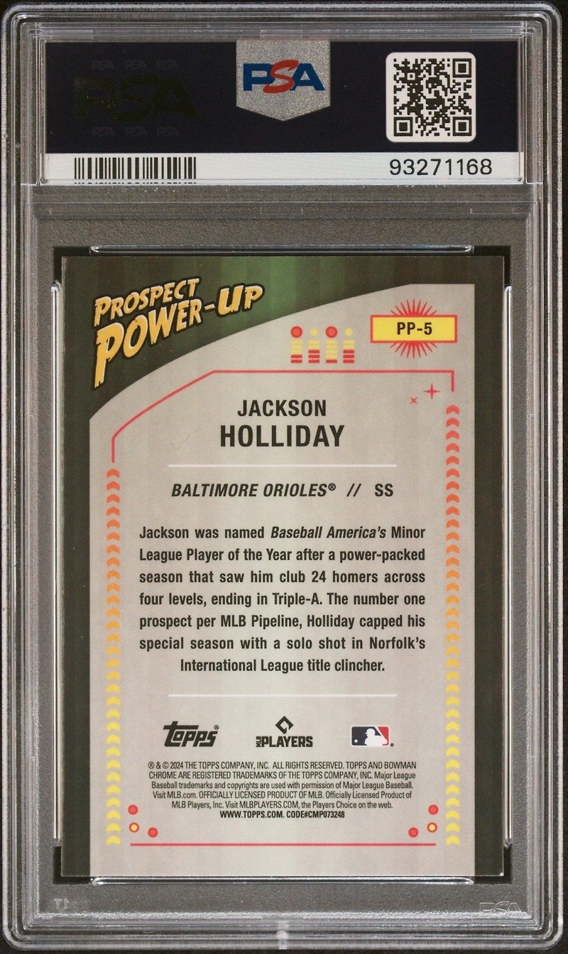 2024 Bowman Prospect Power-up Pp5 Jackson Holliday PSA 10