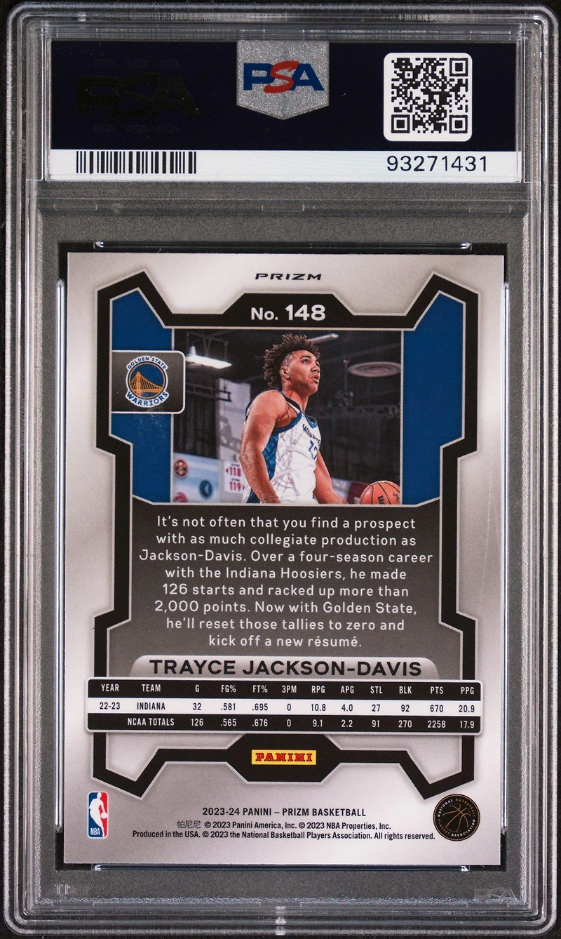 2023 Panini Prizm 148 Trayce Jackson-davis Pink Ice PSA 10