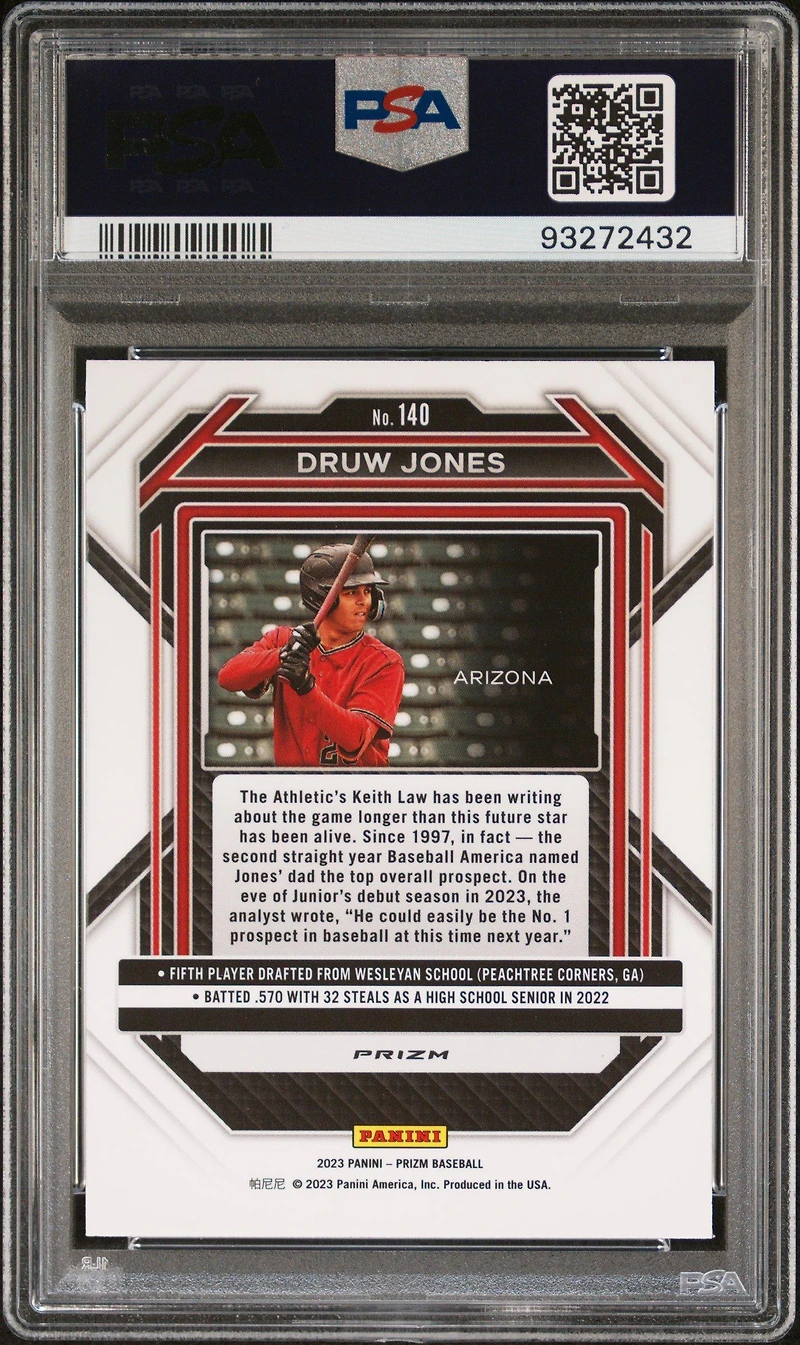 2023 Panini Prizm 140 Druw Jones Blue Ice PSA 10