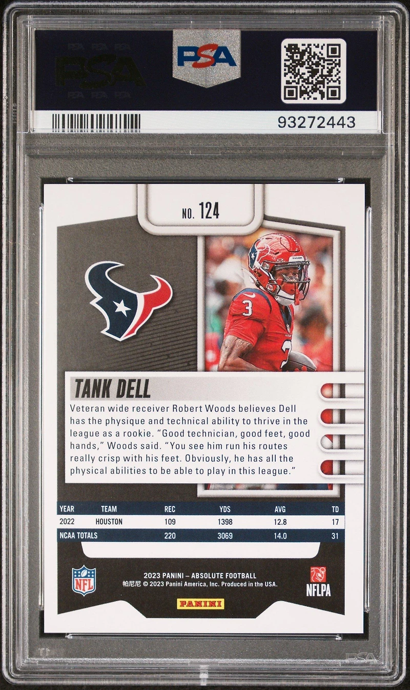 2023 Panini Absolute 124 Tank Dell Red Squares PSA 9