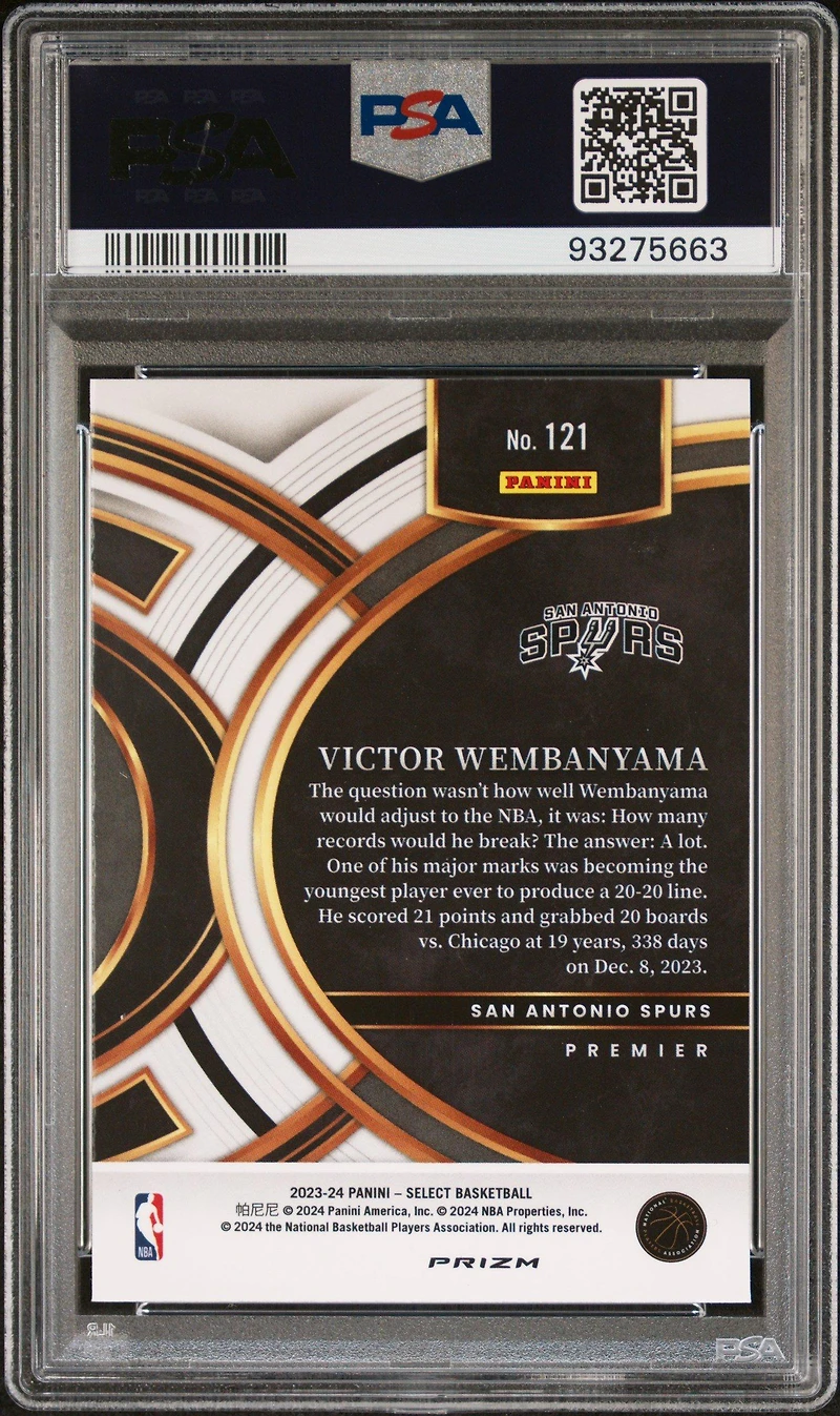2023 Panini Select Victor Wembanyama Silver Prizm PSA