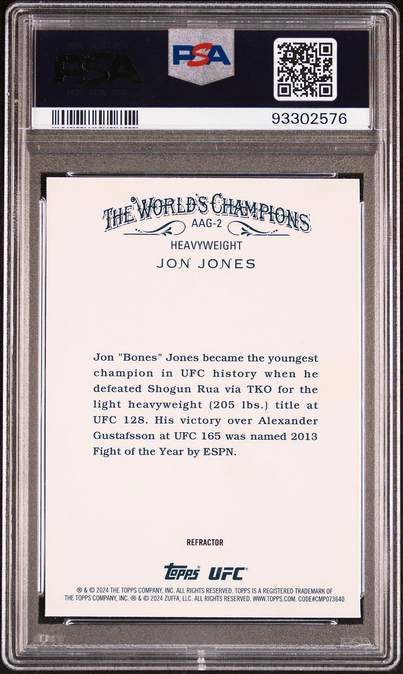 2024 Topps Chrome Ufc Allen & Ginter Aag2 Jon Jones Refractor PSA 10