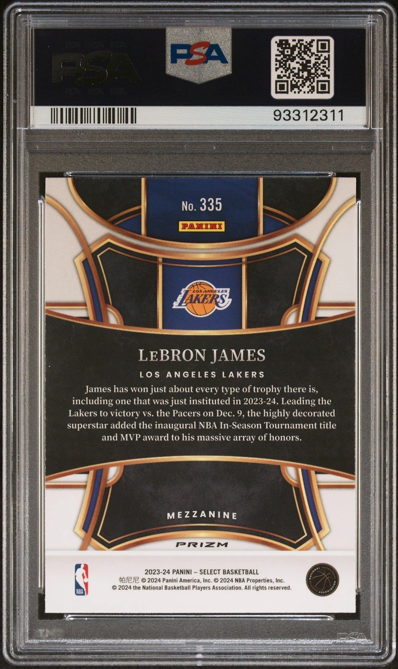 2023 Panini Select 335 Lebron James Silver Prizm PSA 10