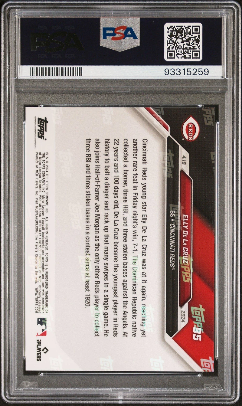 2024 Topps Now 95 Elly De La Cruz PSA 10