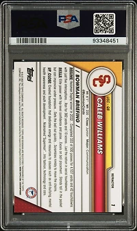 2023 Bowman University Chrome 1 Caleb Williams Refractor PSA 10