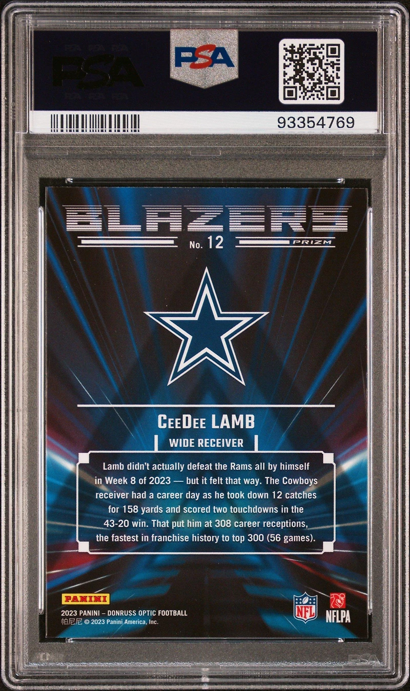 2023 Panini Donruss Optic Blazers 12 Ceedee Lamb PSA 10