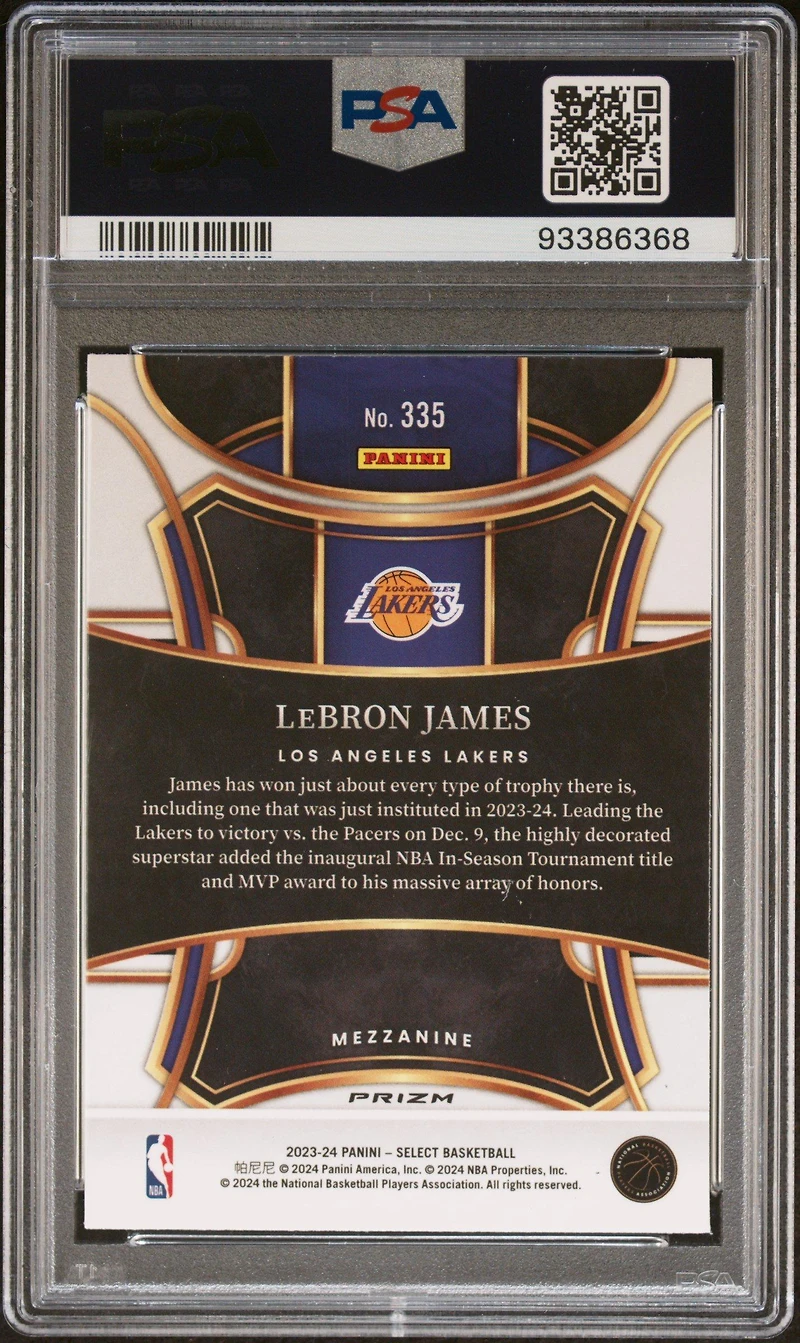 2023 Panini Select 335 Lebron James Elephant Prizm PSA 10