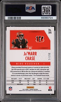 2021 Panini Phoenix 105 Ja'marr Chase Orange Lazer PSA 10