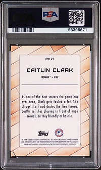 2022 Bowman University Best Hardwood Warriors Hw21 Caitlin Clark PSA 9