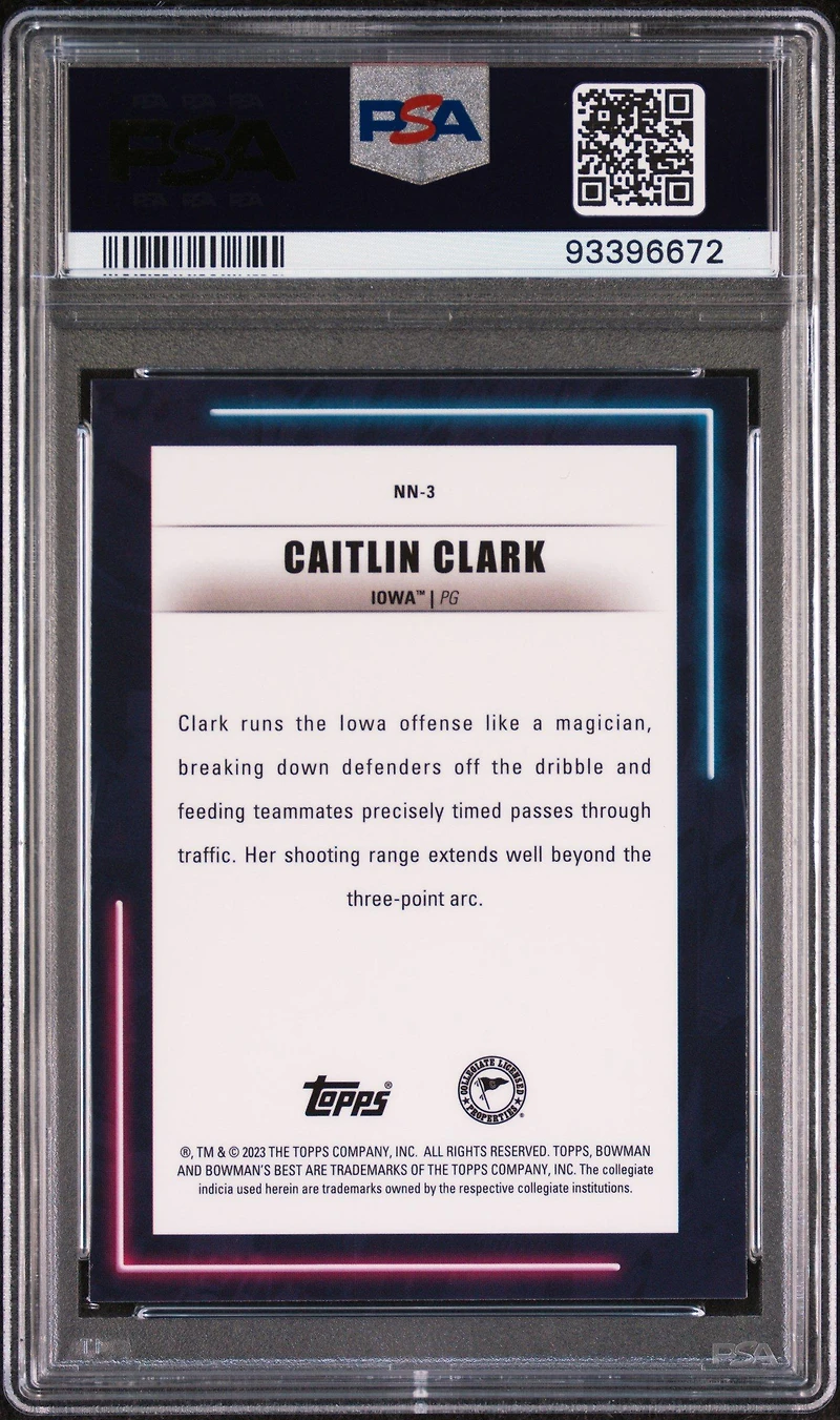 2022 Bowman University Best Neon Neophytes Nn3 Caitlin Clark PSA 8