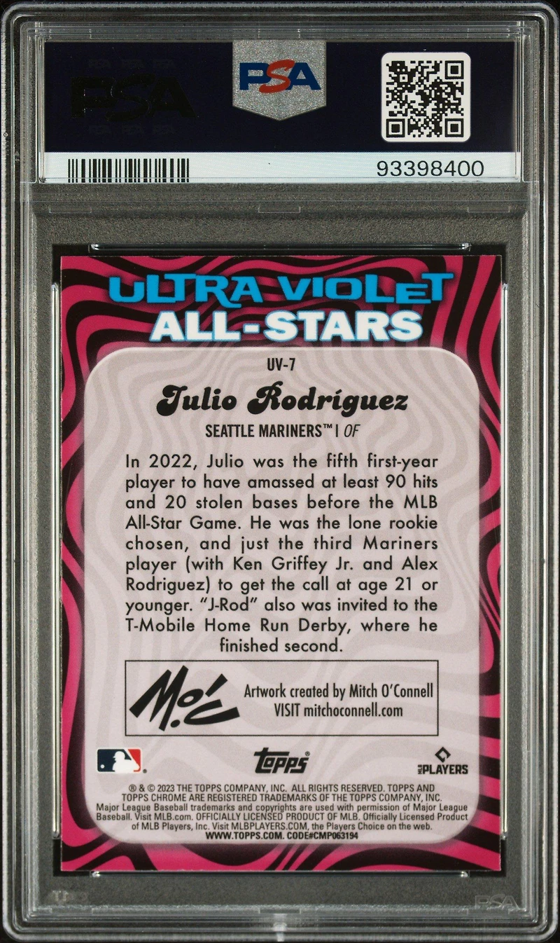 2023 Topps Chrome Ultraviolet All-stars Uv7 Julio Rodriguez PSA 9