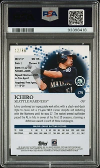 2022 Topps Pristine 179 Ichiro Purple Refractor PSA 10