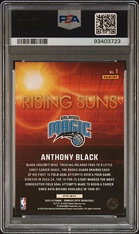 2023 Panini Donruss Optic Rising Suns 1 Anthony Black Holo PSA 10