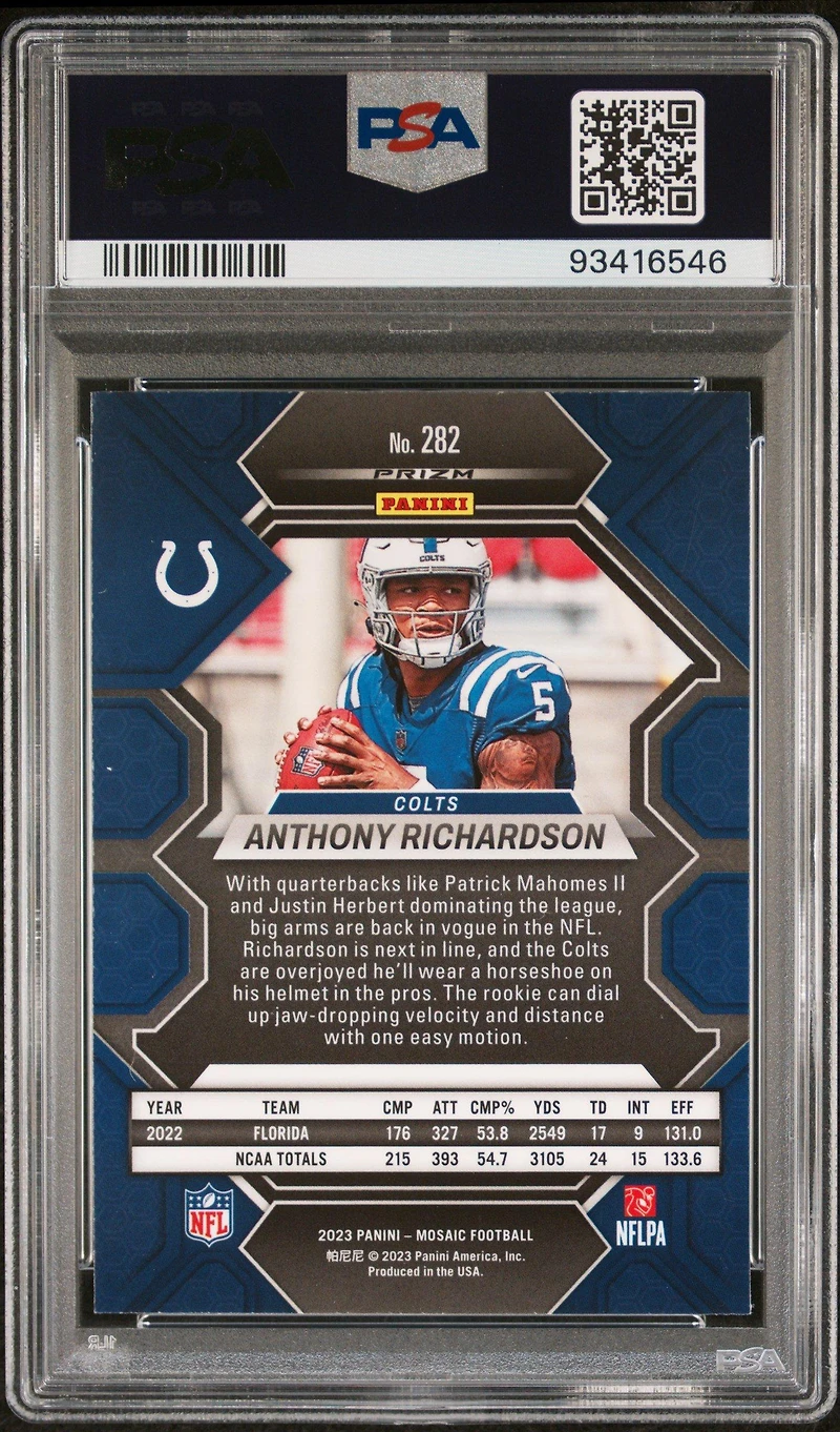 2023 Panini Mosaic 282 Anthony Richardson Silver PSA 10